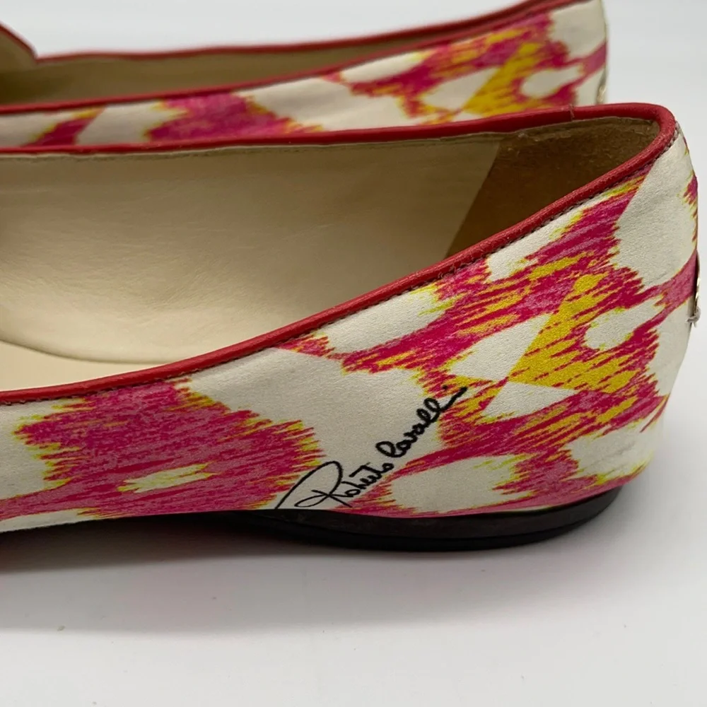 Roberto Cavalli Ballet Flats Pink Yellow signed name on side Size 36 - Picture 7 of 11